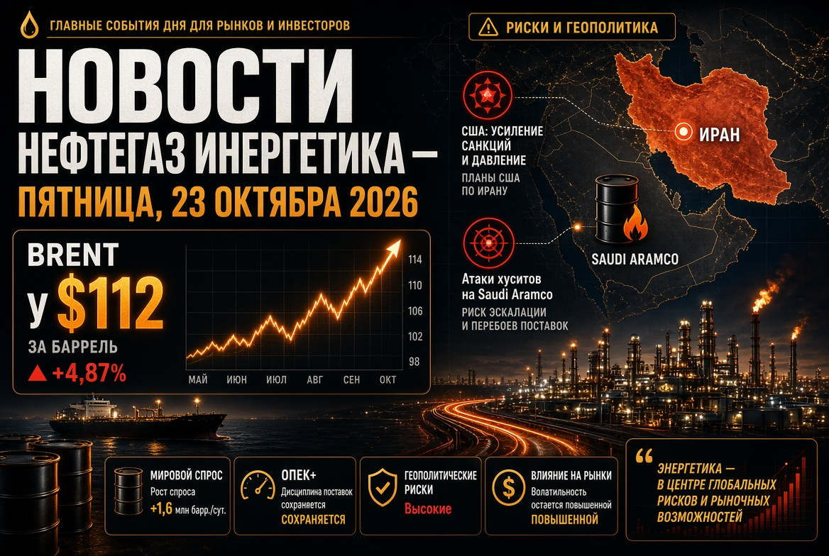 Νέα πετρελαίου και ενεργειακής βιομηχανίας - Παρασκευή, 23 Οκτωβρίου 2026: Brent στα $112 εν μέσω σχεδίων των ΗΠΑ για το Ιράν και επιθέσεων Χούθις στη Saudi Aramco