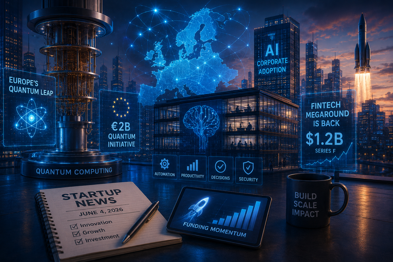 Ειδήσεις Startups και Επιχειρηματικών Κεφαλαίων, Πέμπτη, 4 Ιουνίου 2026: κβαντική υπεροχή της Ευρώπης, εταιρική τεχνητή νοημοσύνη και επιστροφή των fintech μεγαγύρων